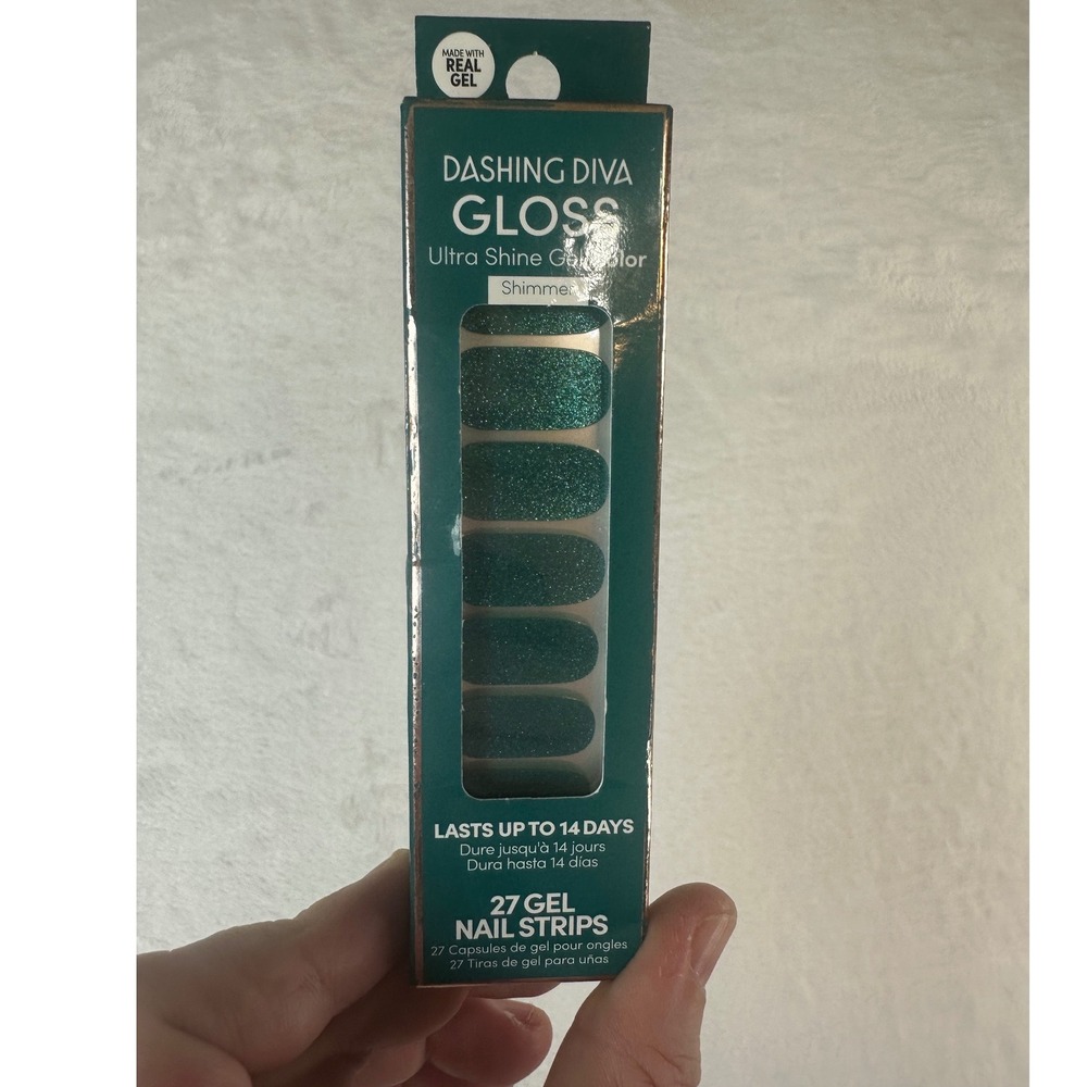 Dashing Diva Gloss Ultra Shine Gel Nail Strips Shimmer Emerald Green 27 Count